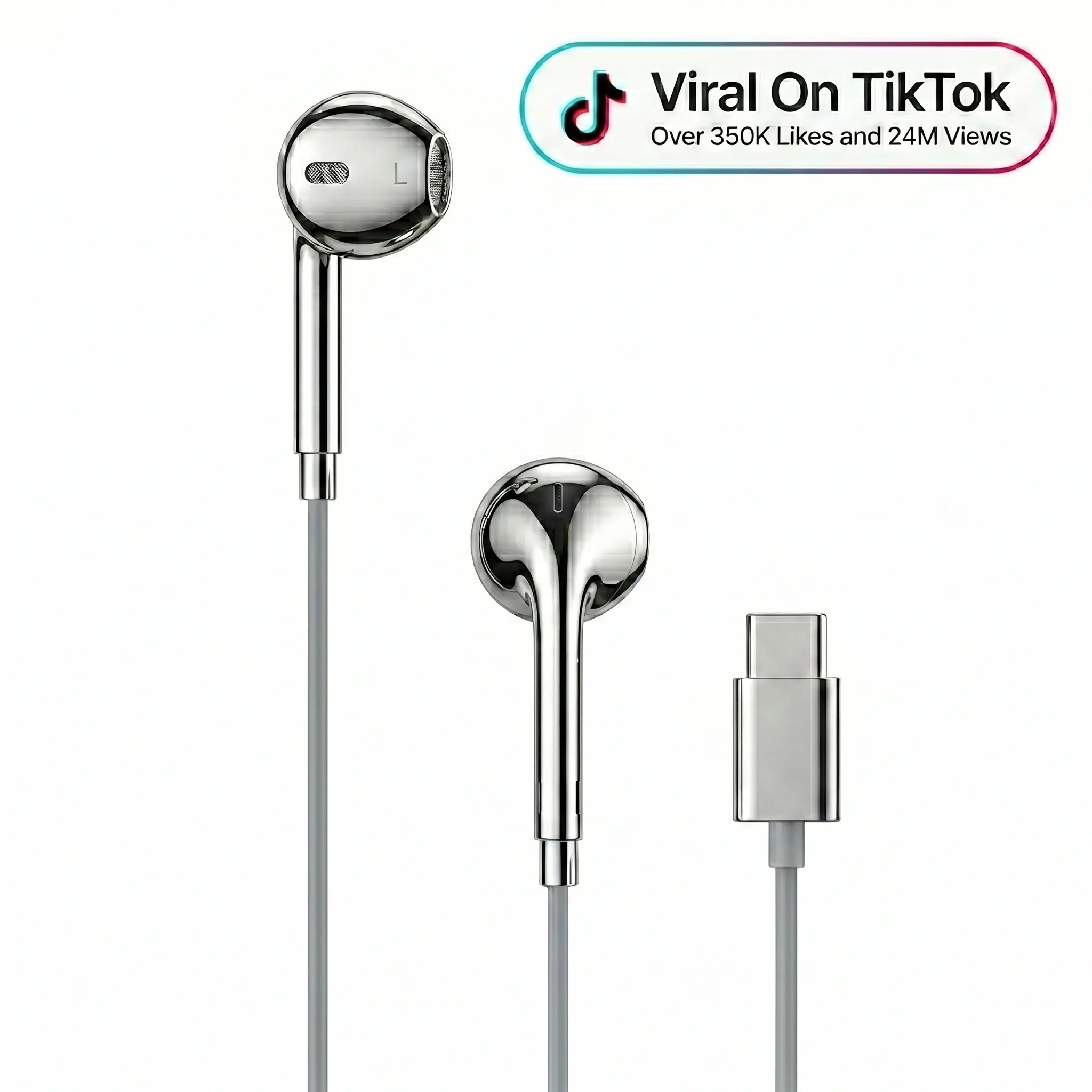 Aesthetic Chrome Wired Earbuds (USB Type-C) Aesthetic Chrome Wired Earbuds (USB Type-C)