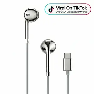 Aesthetic Chrome Earbuds (USB Type-C)