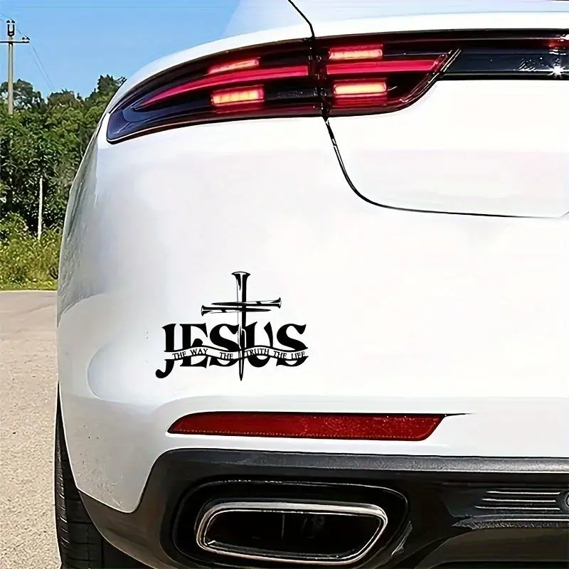 Jesus & Praying Hand Cross Car Stickers, Durable PVC Car Decals, Automobile Decals, Car Decorative Sticker, Easy To Apply, Suitable for Car, Wall, Motorcycle Decoration, Automotive Decoration, Car Decorations