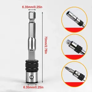 1/4-Inch 2-in-1 Self-Locking Bit & Socket Extension Bar Quick Positioning Portable Manual Driver Adapter 6.35mm，Free Shipping
