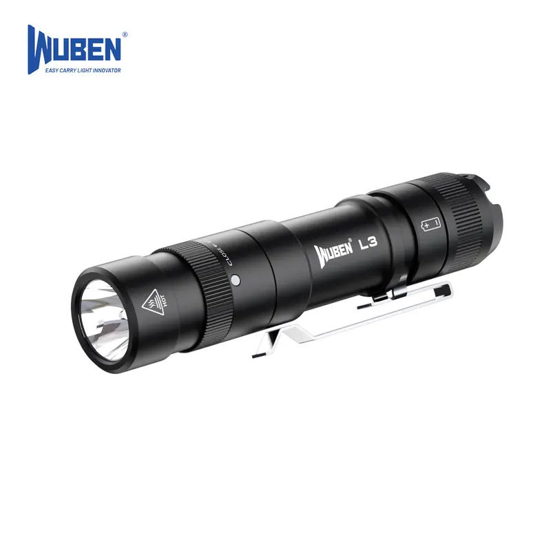 WUBEN L3 High-Performance LED Flashlight for Adults - 3000 Lumens Rechargeable Multifunctional EDC Gadget, USB-C Fast Charging, Turbo Mode, Adjustable IP68 Waterproof, 7 Modes (Strobe/SOS), Aluminum Body, Lanyard-Included Home & Camping Emergency Tool, Hi