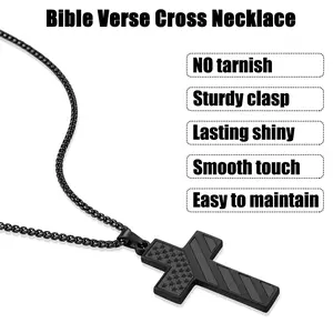 American Flag Cross Necklace for Men and Women, Christmas Gift for Son/Boyfriend/Husband/Father/Mom