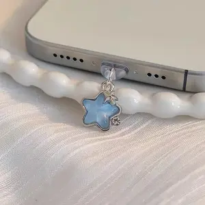 Cute Star Design Phone Dust Plug, 1pc Phone Dust Plug with Pendant, Phone Accessories for Women & Girls, Phone Decoration Accessories, Phone Charms