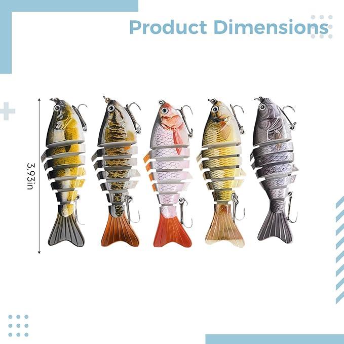 5pcs Fishing Lure, Multi Jointed Swimbaits, 7 Segment Plastic Hard Bait, for Fishing Lover Freshwater Saltwater Angling