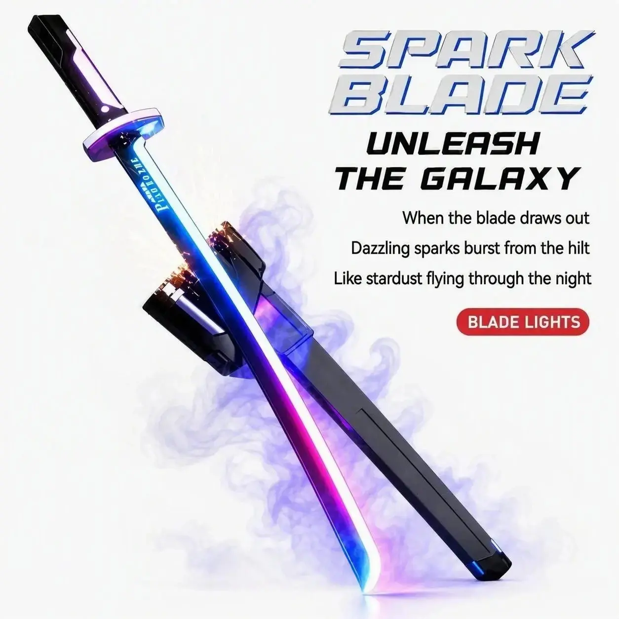 2026 Popular "Interstellar Spark" Lightsaber – 32 inches long, premium gift box packaging, featuring multicolored flowing light effects and a misting function – Sound-and-light toy for boys.