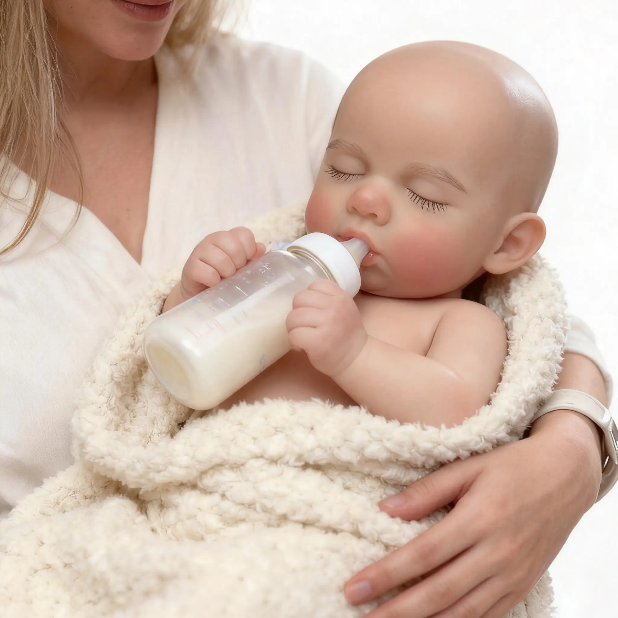 13" Lifelike Silicone Reborn Baby, Hand-Rooted Eyelashes & Open Mouth, Washable Soft Body, Great Present for Children