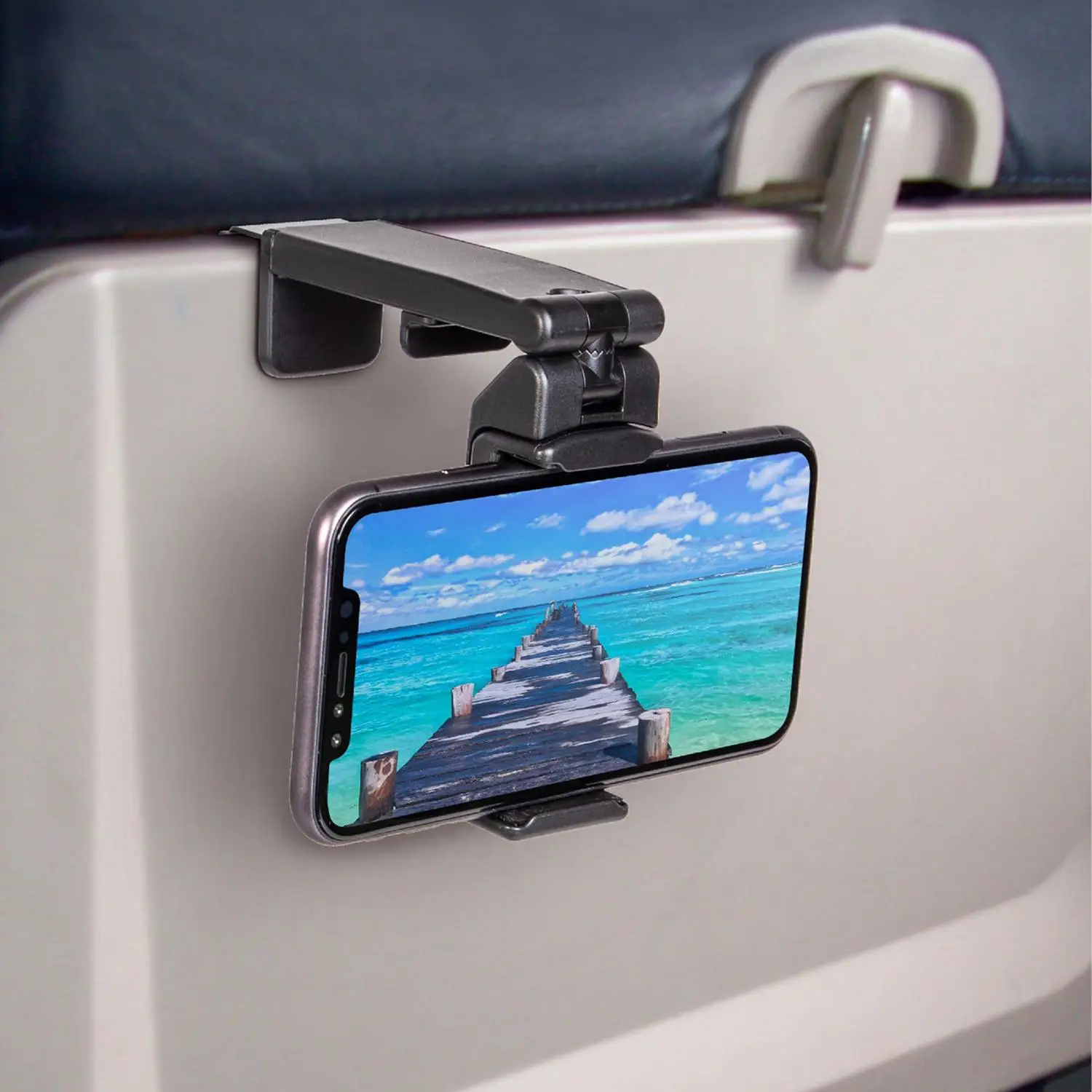 Universal in Flight Airplane Phone Holder Mount, Multi-directional Dual 360 Degree Rotation Hands Free Viewing Smartphone Holder, Universal Compact Tr