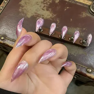 Handmade Cat Eye Nail Tips, Glossy Short Cat Claws, Unique Personality Design, Dream Glass Bead Nails, Glossy Acrylic Nails, Single Item Pack, Glossy Fake Nails