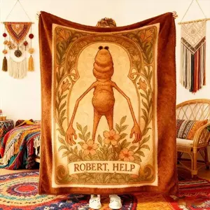 Marcus The Worm Fleece Flannel Blanket Soft Funny Throw Blanket Cozy Lightweight Plush Portable Cover Blanket for Sofa,Warm Gift for Birthday,Christmas,Multiple Blankets