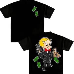 Richie Rich T-Shirt, Funny Cartoon Money Graphic Tee, Retro Streetwear Merch, TikTok Trending Outfit, Unisex Fashion, Full Color, Full Size, For Men, For Women