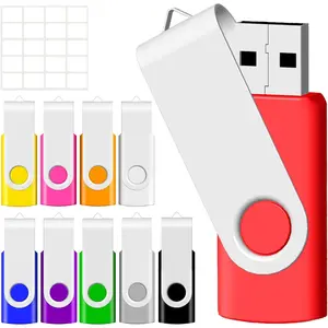 2GB USB Flash Drive 10 Pack  2 GB USB Drives Memory Stick Swivel 2G Thumb Drives Gig Stick USB2.0 Pen Drive for Date Storage, 2 Gig UBS Flash Drive, Zip Drive, Jump Drive, USB Stick, Mixed Color