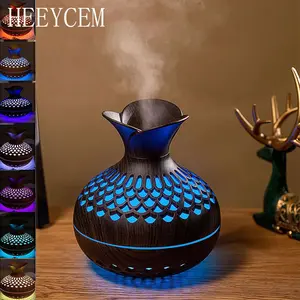 USB Wood Flower Aromatherapy Desktop Usb Powered Humidifier with Colorful LED Lights, Dual Mist Modes, Evaporative Air Freshener for Bedroom & Home Office Gift