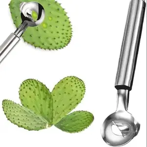 Spoon Cactus Peeler, Multi-Function Pelador De Nopales Con Espinasstainless Steel Cactus Peeler Tool Noodle Cutter Knife With Hole With Long Handle For Kitchen Gadgets Accessory TikTokShopBacktoSchool Vegetable Fruit Cutter