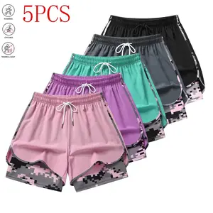 Multi-pack women’s casual athletic shorts with built-in liner, drawstring, elastic waistband—suitable for outdoor sports, fitness, running, and casual wear; women’s shorts, athletic shorts, womenswear