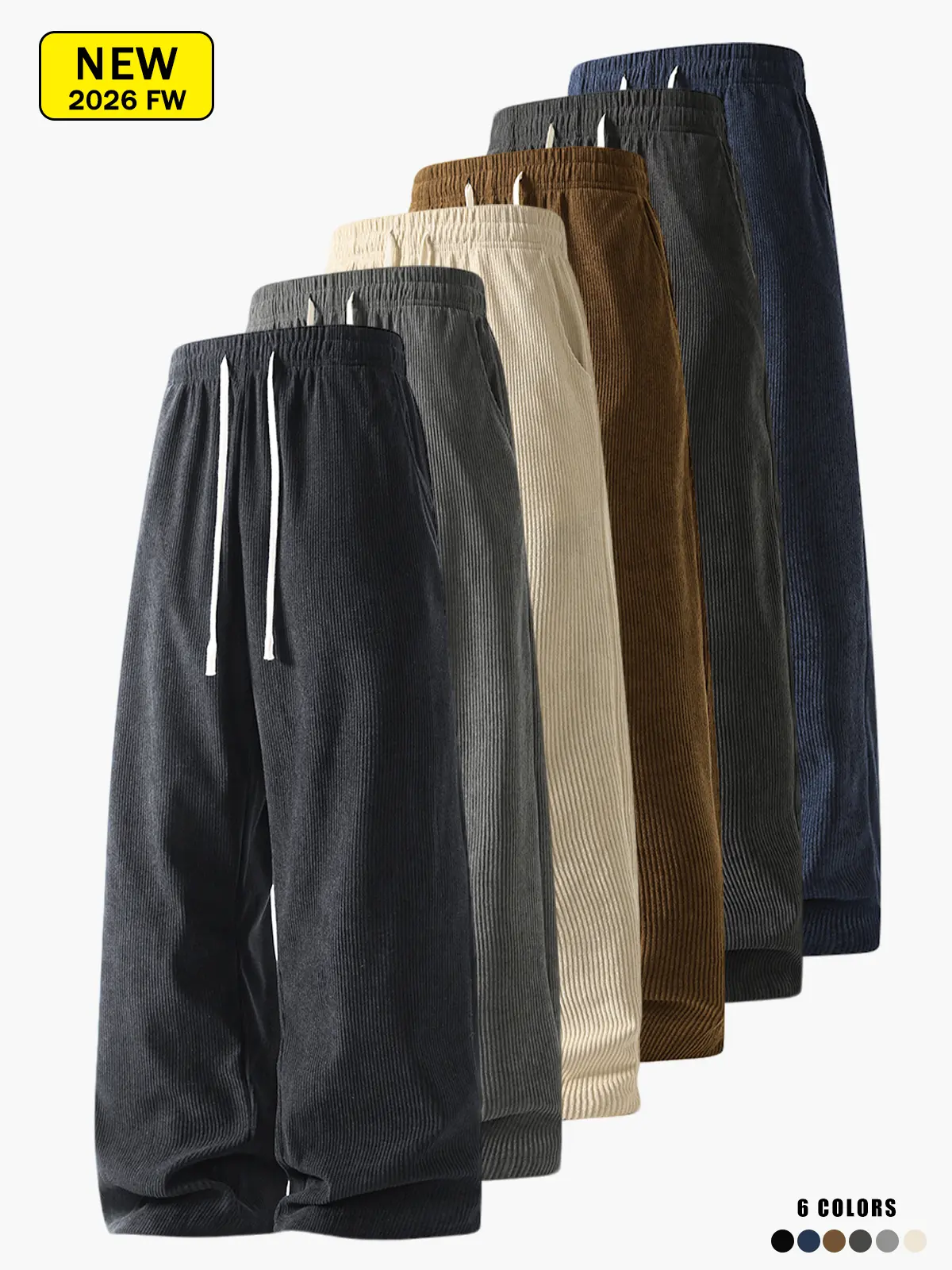 Men’s corduroy casual long pants for spring and autumn, loose straight-leg fit, skin-friendly, comfortable, and breathable.
