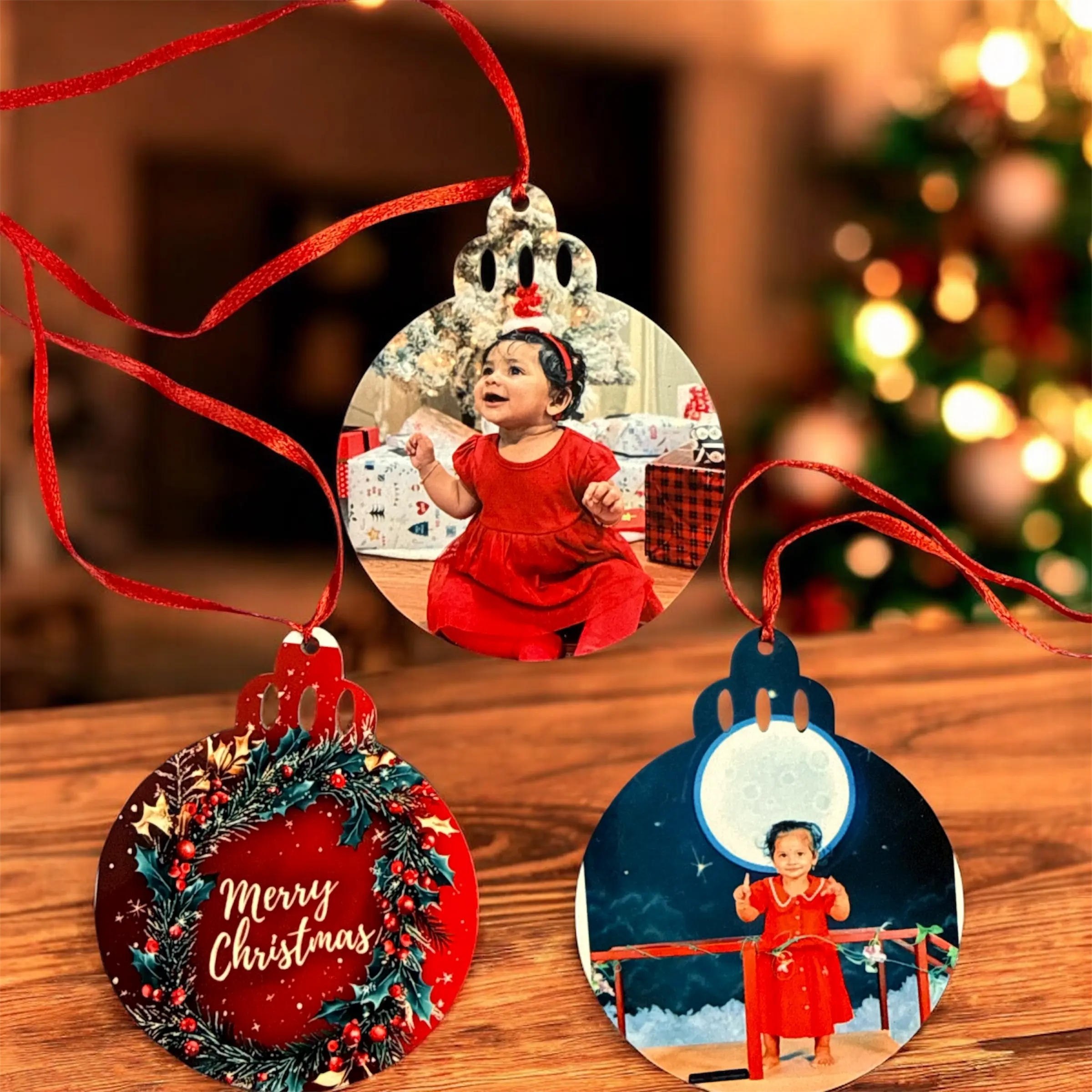 Custom Photo Ornaments | Personalized Christmas Ornaments | Double-Sided 3" MDF