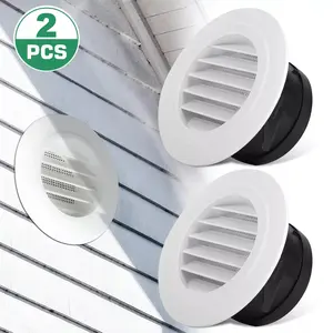 Air Soffit Vents 2pcs 4'' Round Louver Grille Covers with Built-in Fly Screen, Mesh US