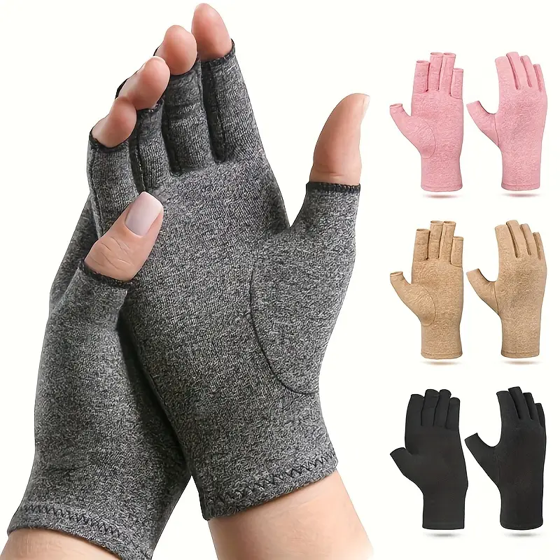 1pair Women & Men's Open Finger Compression Gloves for Typing, Hand Support, Sports & Daily Use