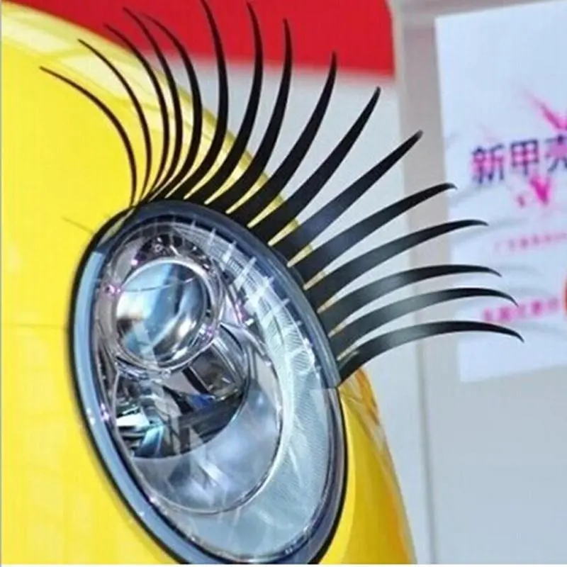 3D Charming Black False Eyelashes Fake Eye Lash Sticker Car Headlight Decoration Funny Decal 1Pair for cars decor 2026