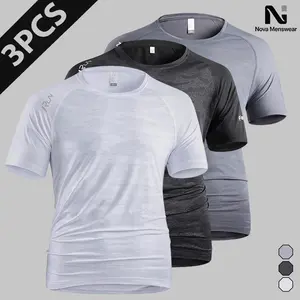 Men's 3PCS Textured Athletic T-Shirt Short Sleeve Crew Neck Slim Fit Breathable Lightweight Versatile for Gym Sports Running Casual Everyday Wear Office Outings Warm Weather Comfortable Stylish Fit Multiple