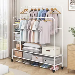 INGIORDAR Heavy-Duty Portable Garment Rack! ️ Fits Wire Hangers, Doubles as Bathroom Organizer & Shoe Rack Organizer – Perfect for Laundry/Bedroom Drying