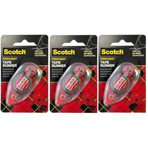 6061  Double Sided Adhesive Roller, Permanent Bonding Tape, Acid-Free, Photo-Safe, 0.27 Inch x 8.7 Yards, Pack of 3