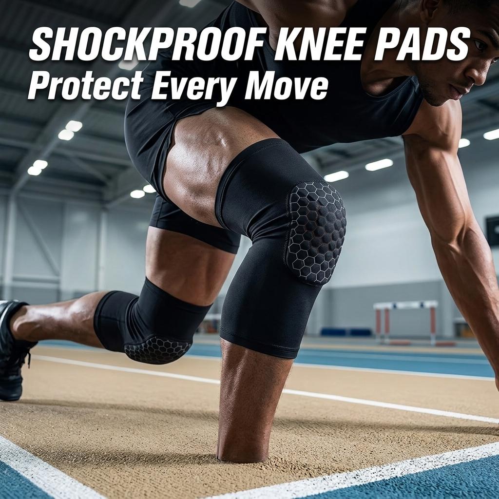 2PCS Hex Knee Pads with Disposable Shoe Covers, Shockproof Compression Sleeves for Men/woman, Breathable Elastic Support, Anti-Slip Long Leg Design for Stability & Protection in Basketball, Gym