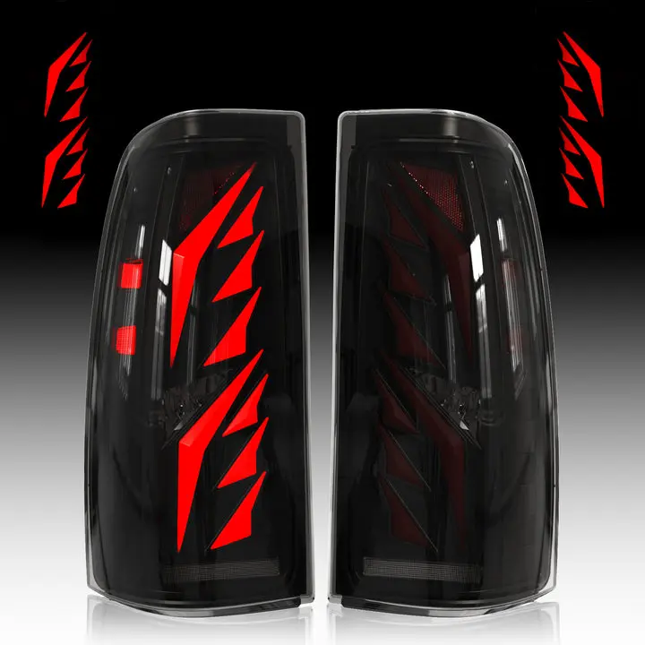 Sequential LED Tail Lights for 2003-2006 Chevy Silverado Trucks, Full LED Brighter Truck Dynamic Taillight with Turn Signals, Winged Shape, Cool Startup Animation, Plug-and-Play Installation, ABS Construction, Built-in Resistor, DOT SAE E-Mark Approved