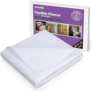 KOVIEDE Fusible Fleece Interfacing, 40" x 1 Yards Mediumweight One-Sided Loft Iron On Fusible Fleece White for Sewing, Quilting, Crafting and Home Decor