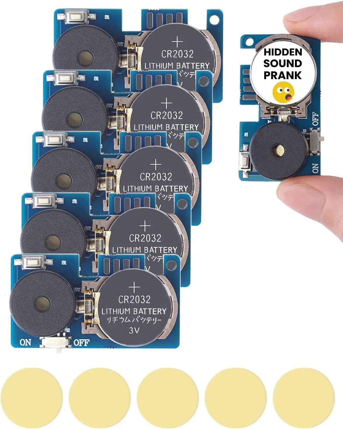 Cricket Noise Maker Prank, 5-Pack Hidden Noise Maker for Adults | 16 Sounds Mini Hidden Prank Gadget, Battery Lasts Months, Funny Adult Pranks Gag Gifts for Office, Home, School, Car & Party