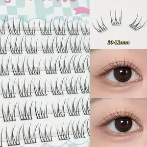 Glue-Free False Eyelashes 48 Clusters 10-13mm C Curl Beginner DIY Japanese and Korean Natural Fluffy Segmented Eyelashes