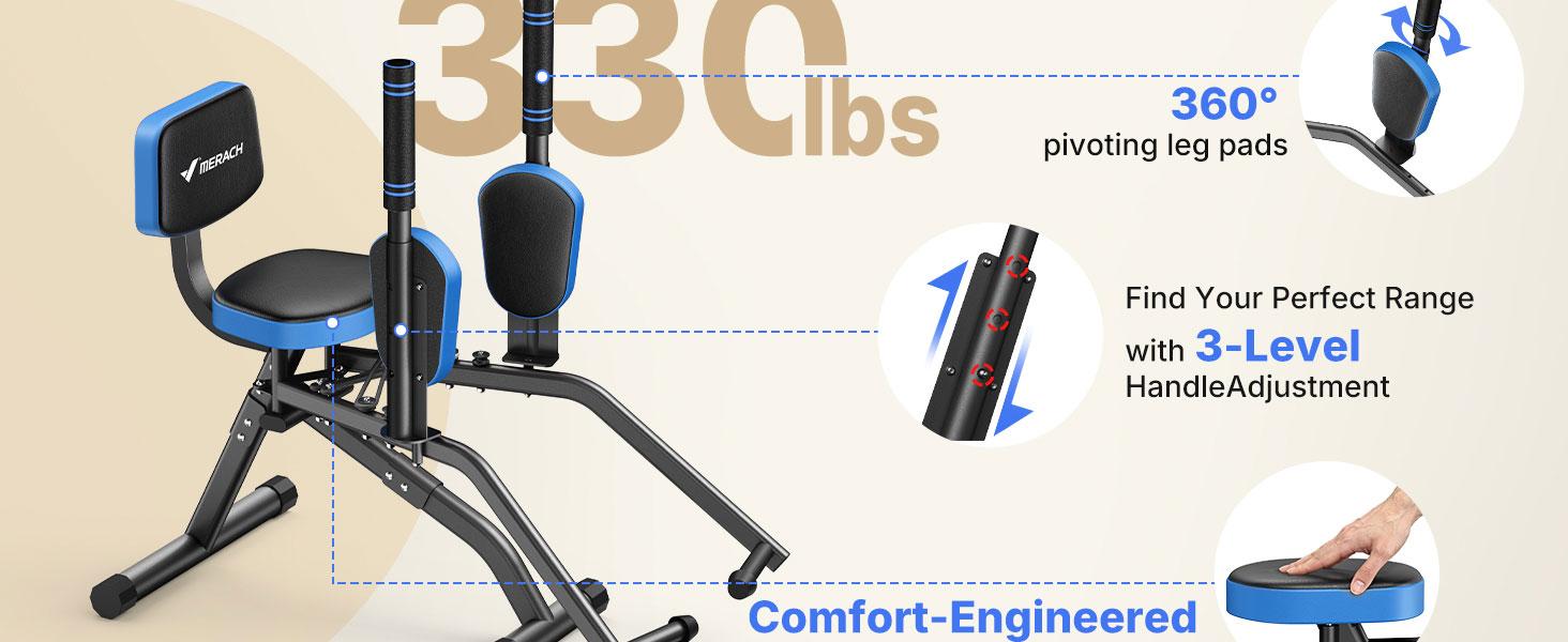 Merach Hip Abductor Machine for Home Gym Upper Back Exerciser, Adjustable Glute Trainer, Thigh Workout Equipment for Hip Sculpting & Butt Lifting