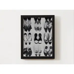 Vintage Wall Poster, Vintage Chanel Heel Collection Poster Print, Black and White Wall Art, Stockholm Style Bedroom Decor