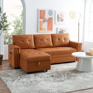 Maykoosh Sleeper Sectional Sofa with Convertible Sofa Bed, Chaise & USB – Plush Stress-Relieving Comfort