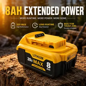 8.0Ah 20V MAX Lithium Battery Replacement for DeWalt 20 Volt Cordless Power Tools DCB200、205、206、204、609、115, High Capacity Real 8000mAh Extended-Range Li-ion Battery Packs with Upgraded BMS Safety, 100% Compatible