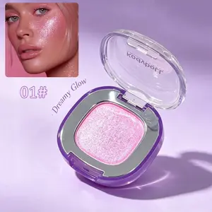 A shimmering, pearlescent highlighter blush with a dewy finish. It provides a luminous, radiant glow, highlighting the cheekbones, bridge of the nose, and brow bone. The smooth, silky texture is waterproof and long-lasting.