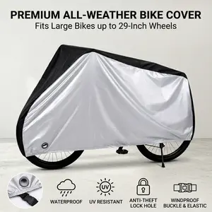 Waterproof Bike Cover, All-Weather Outdoor Storage with Anti-Theft Lock Hole for E-Bike, Mountain & Road Bicycle