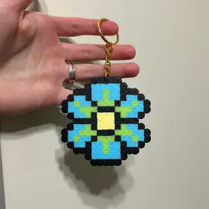 Perler Bead Flower Keychain