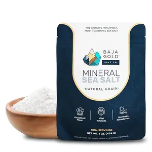 Baja Gold Mineral Sea Salt - Pure & Organic Natural Grain Salt for Cooking & Baking | Low Sodium, Authentic Baja Salt | Ideal for All Culinary Creations | 1 lb. Resealable Bag, 300+ Servings
