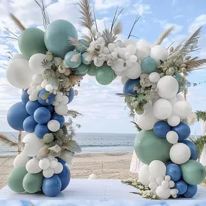 Blue Green White Balloon Garland Double Stuffed Dusty Blue White Green Balloons Slate White Balloon Arch kit for Baby Shower Birthday Wedding Bridal shower Party Decoration