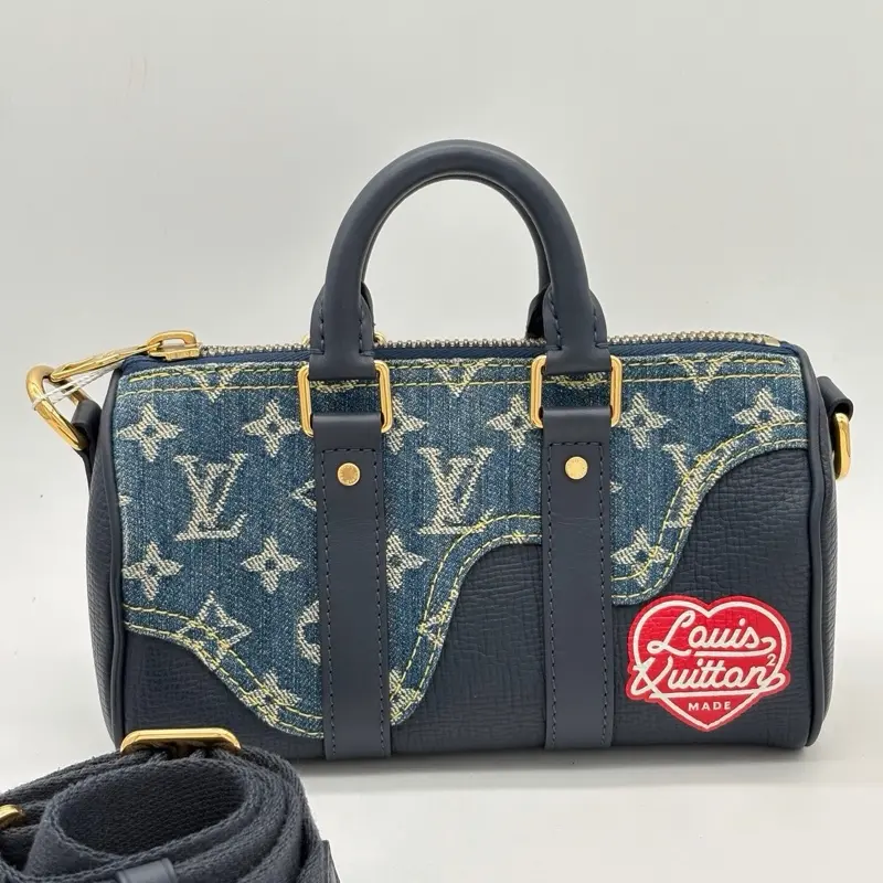 Pre-owned Louis Vuitton denim Crossbody Bags Taurillon Monogram Drip Keepall XS shoulder bag