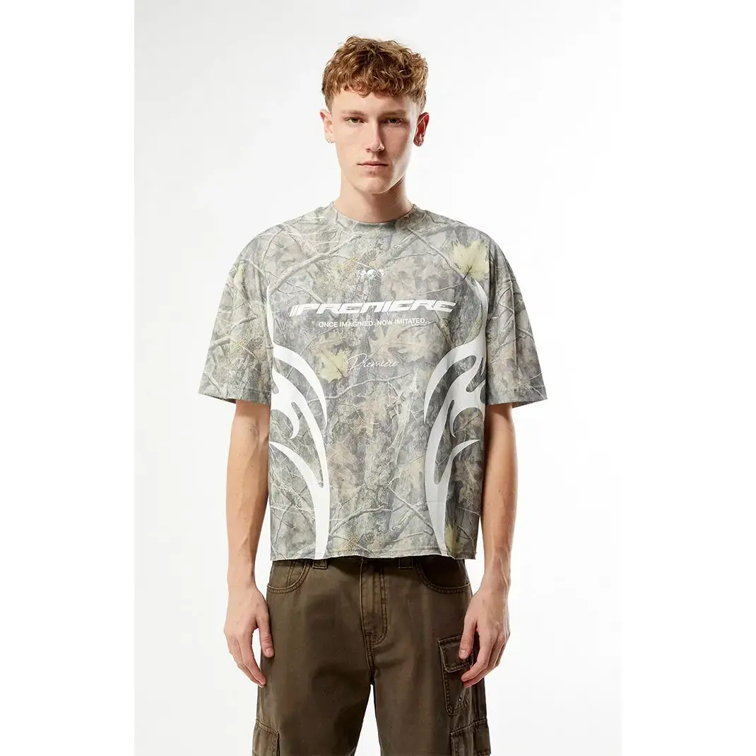 Pacsun Men's Premiere Camo Cropped Boxy T-Shirt
