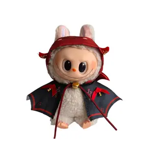 Halloween Devil Hooded Labubu Suit – 17cm Doll Costume, V1-V3 Clothes Only, Cute Cosplay Outfit