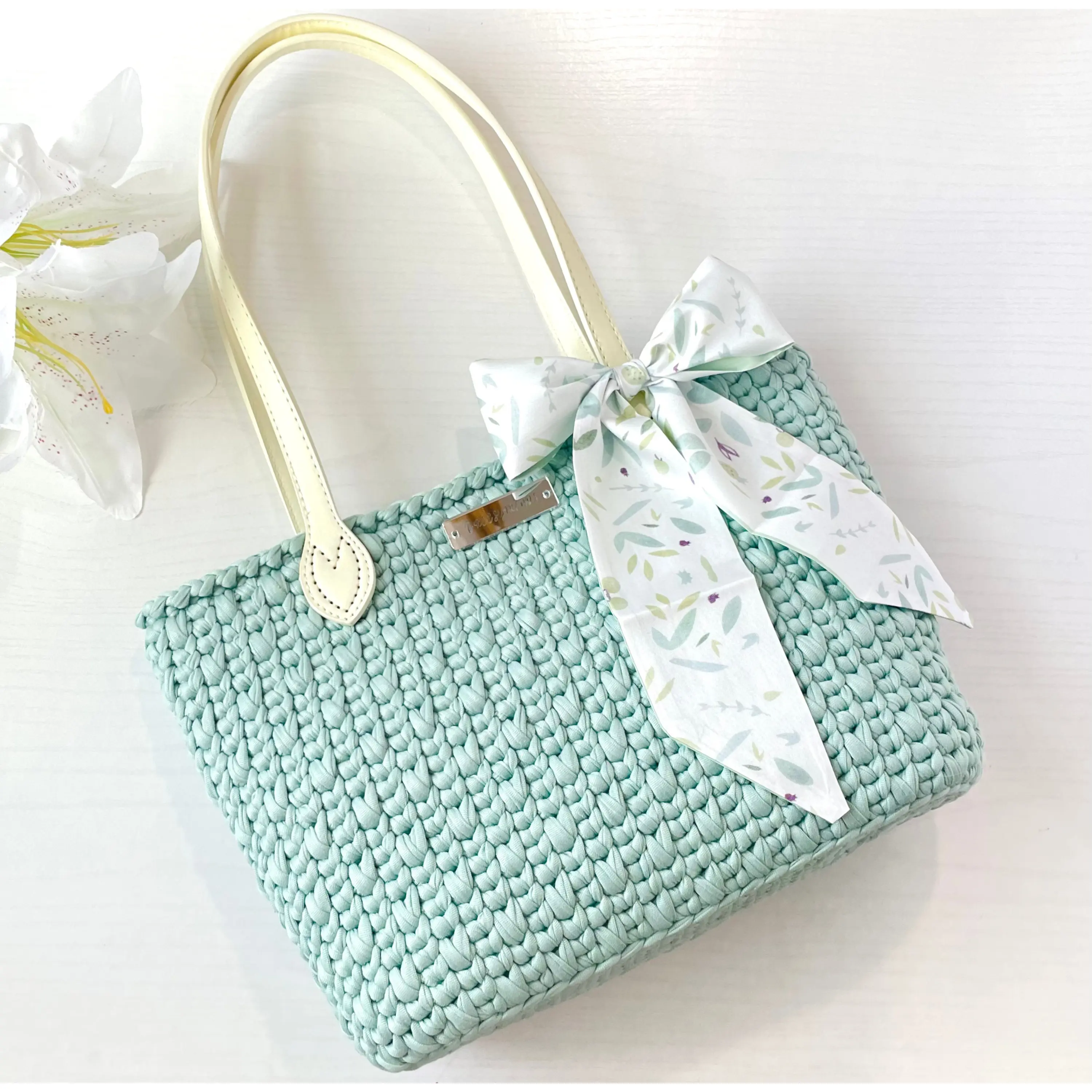 Mint Green Handmade Handbag | Trendy Sustainable Fashion | Leather Handles | Fully Lined with Inner Pocket | Gift for Her