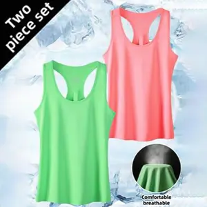 [Quick-Dry Tank Top] 2pcs Set Quick-Dry Sleeveless Crop Top|Sports Running Backless Fitness Tank Tops Yoga Vest forSummer Fashion Activewear Athletic