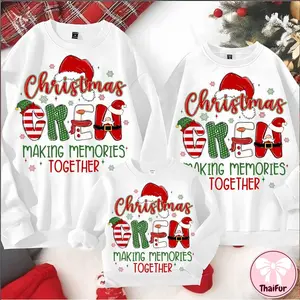 Christmas Crew Shirt, Matching Family Christmas Sweatshirt, Reindeer Letters Shirt, Festive Holiday Shirt Merry Xmas
