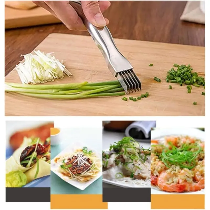 1pc, Stainless Steel Chopped Green Onion Knife, Kitchen Vegetable Cutter Sharp Scallion Shredding Cutter Shred Knife Household Multifunctional Food Slicer Gadget