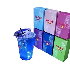 Red Bull Creative Bar Party Luminous LED Cup 14oz, Free Straw & Lid, Easy Clean, Lights Up with Water Added