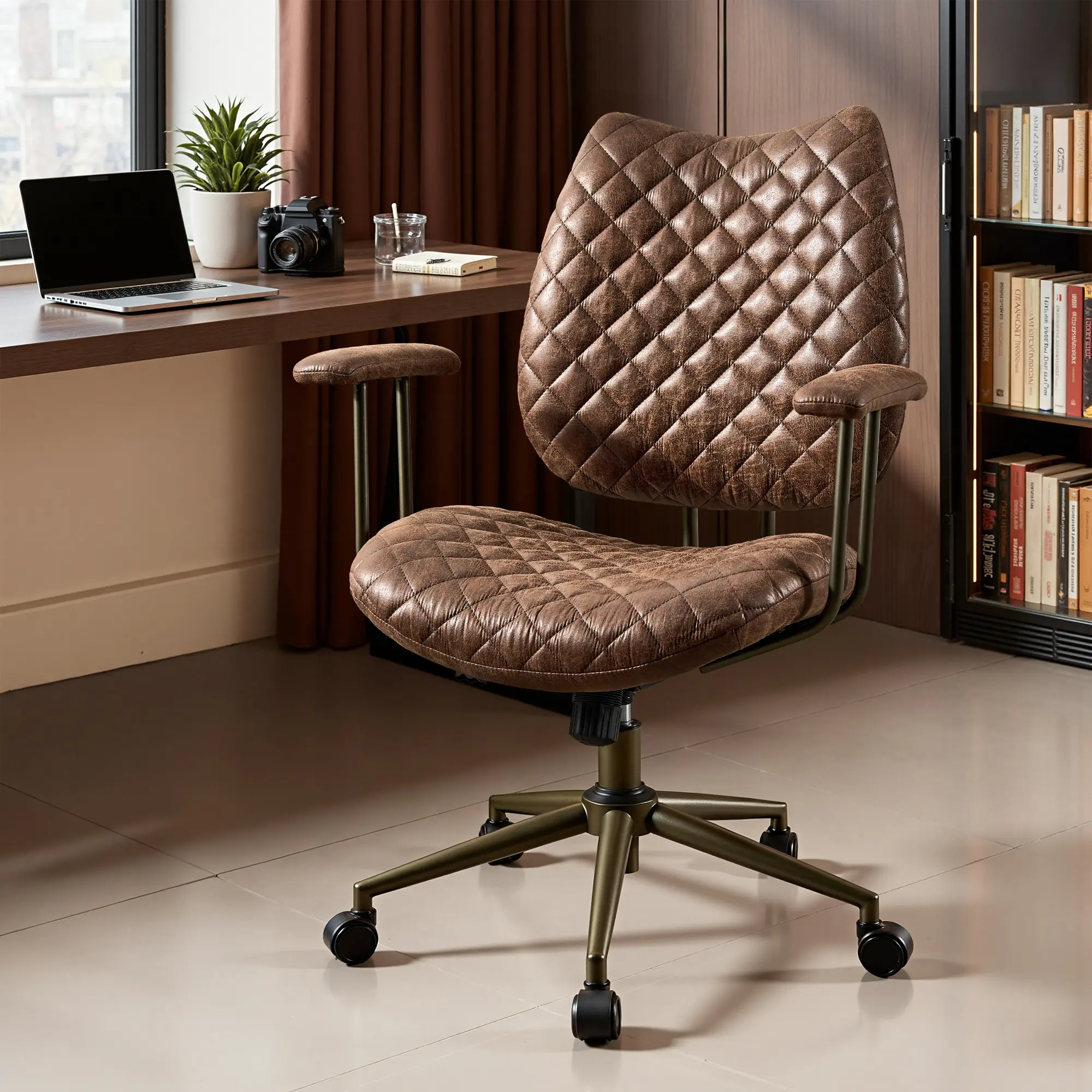 Dark Brown Suede with Armrest