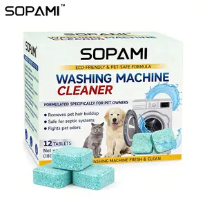 SOPAMI Eco-Friendly Washing Machine Cleaner 12 Tablets Removes Pet Hair Buildup & Fights Odors for Fresh Clean Washers
